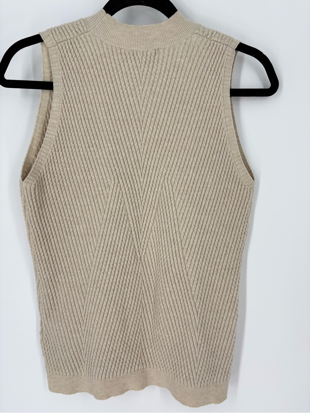 Sleeveless Ribbed Knit Quiet Luxury Minimalist Old Money Shirt Top Women Large - Picture 11 of 13